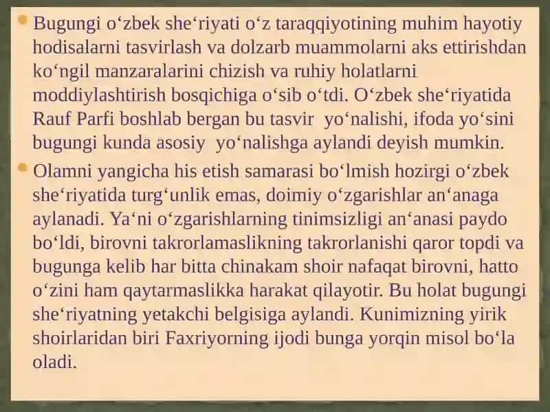 O‘ZBEK SHE’RIYATIDA JANRLAR RANG-BARANGLIGI 3