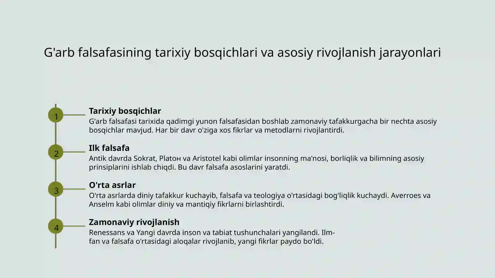 G'arb falsafasining taraqqiyoti bosqichlari 3