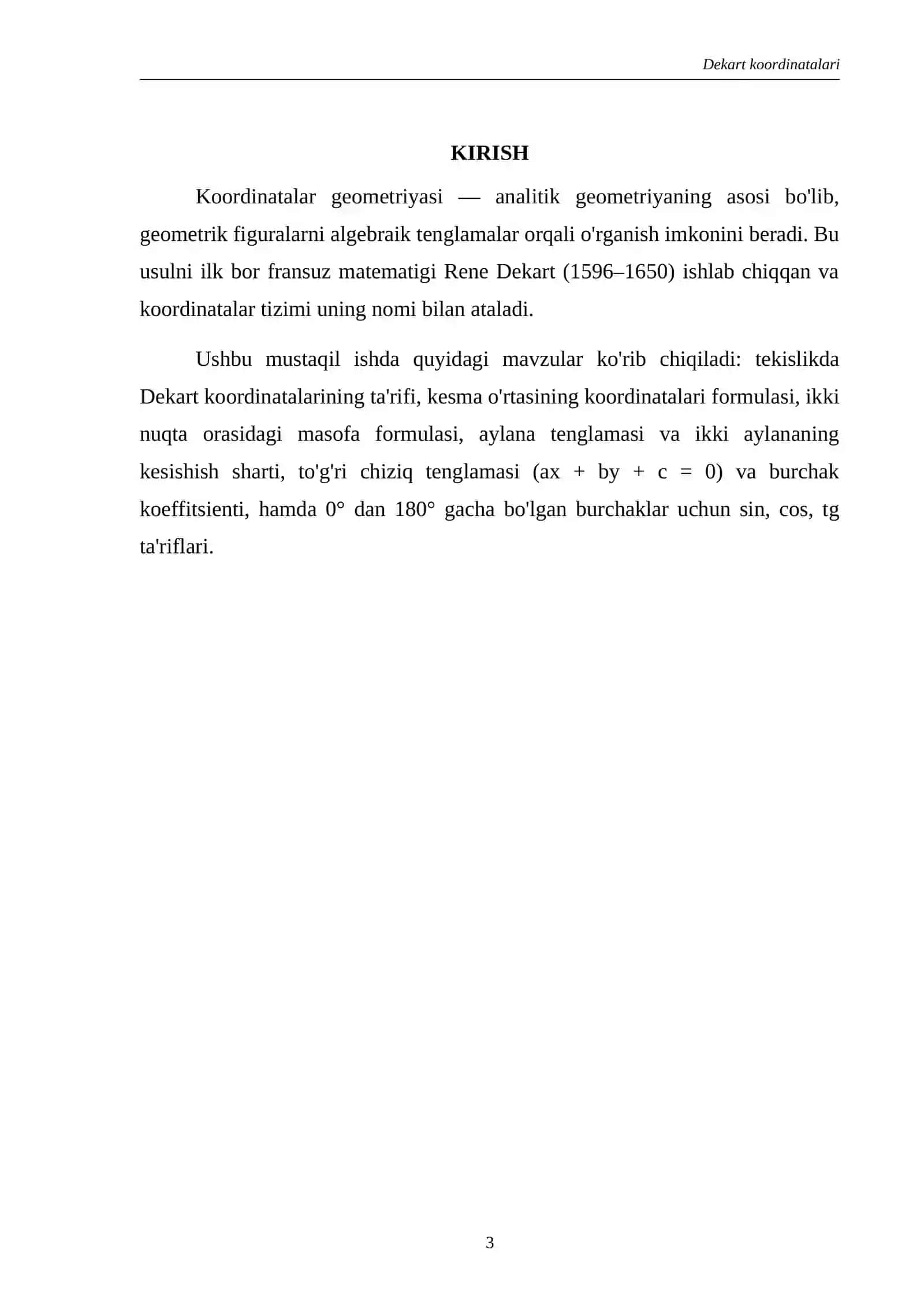 Dekart koordinatalari 3
