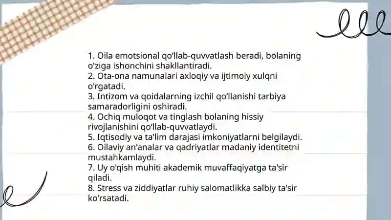 Tarbiyaga ta'sir etuvchi omillar 3