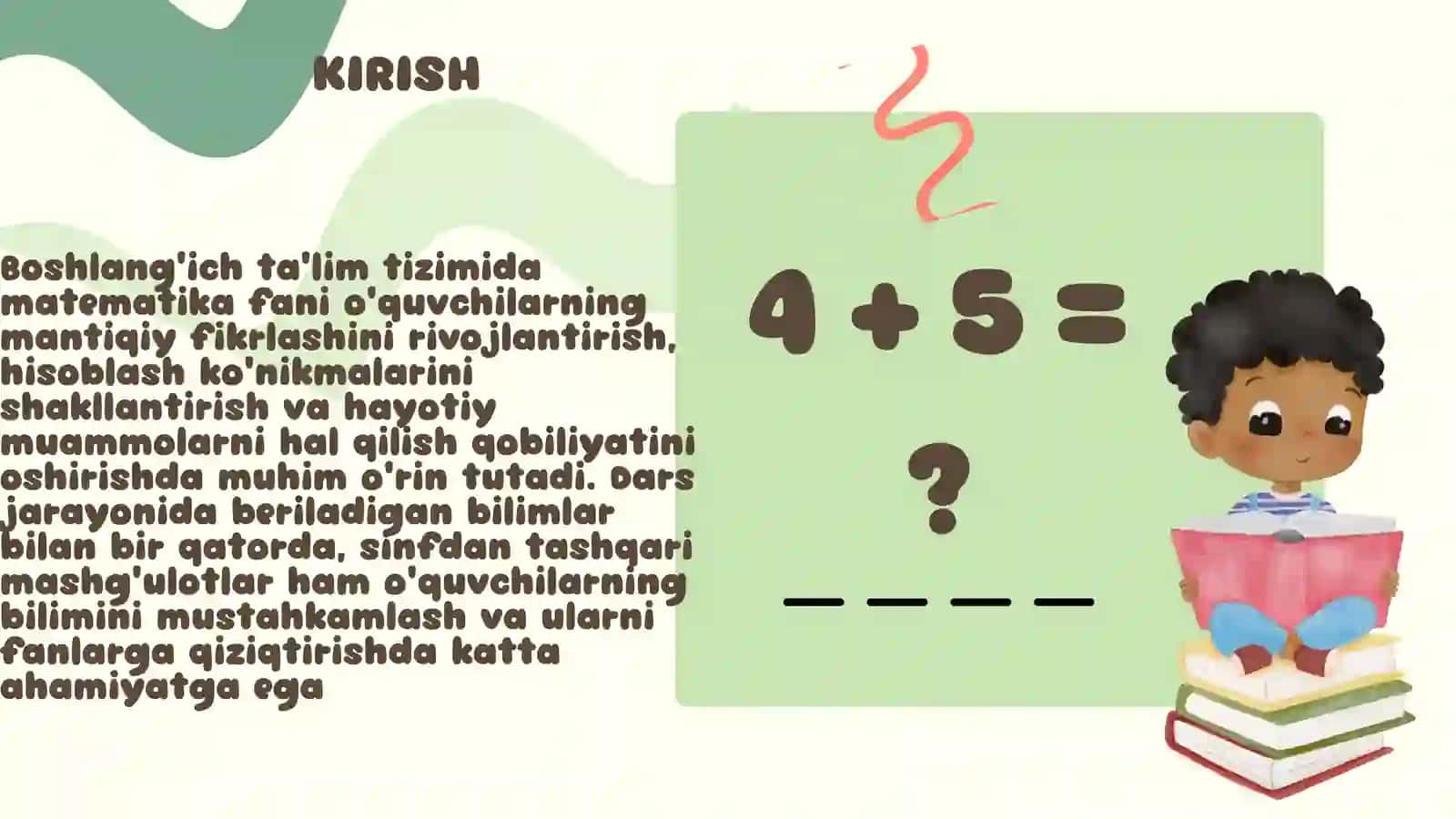 BOSHLANG‘ICH SINFLARDA MATEMATIKA FANIDAN SINFDAN TASHQARI ISHLARNI TASHKIL ETISH 3