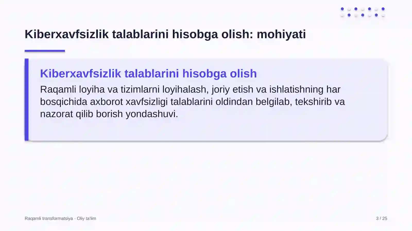 Raqamli transformatsiya · Oliy ta'lim 3