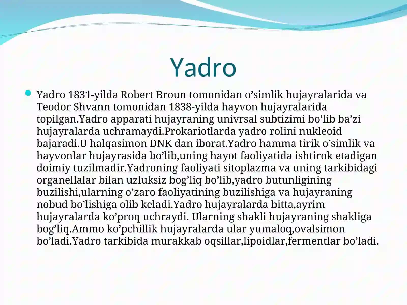 Yadro hujayrani boshqaruvchi markaz 3