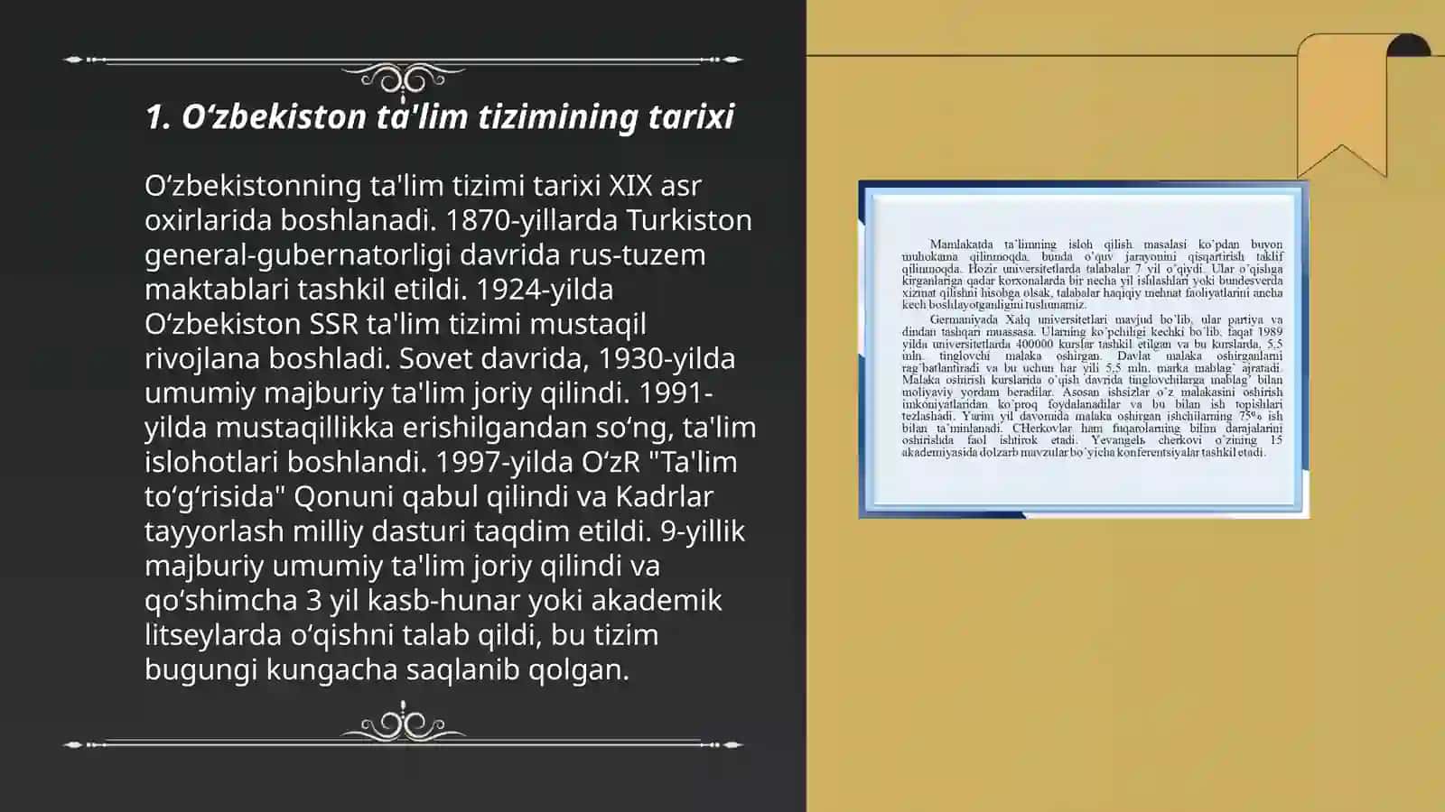 Oʻzbekiston respublikasi taʼlim tizimi Alimardonova Barchinoy 3