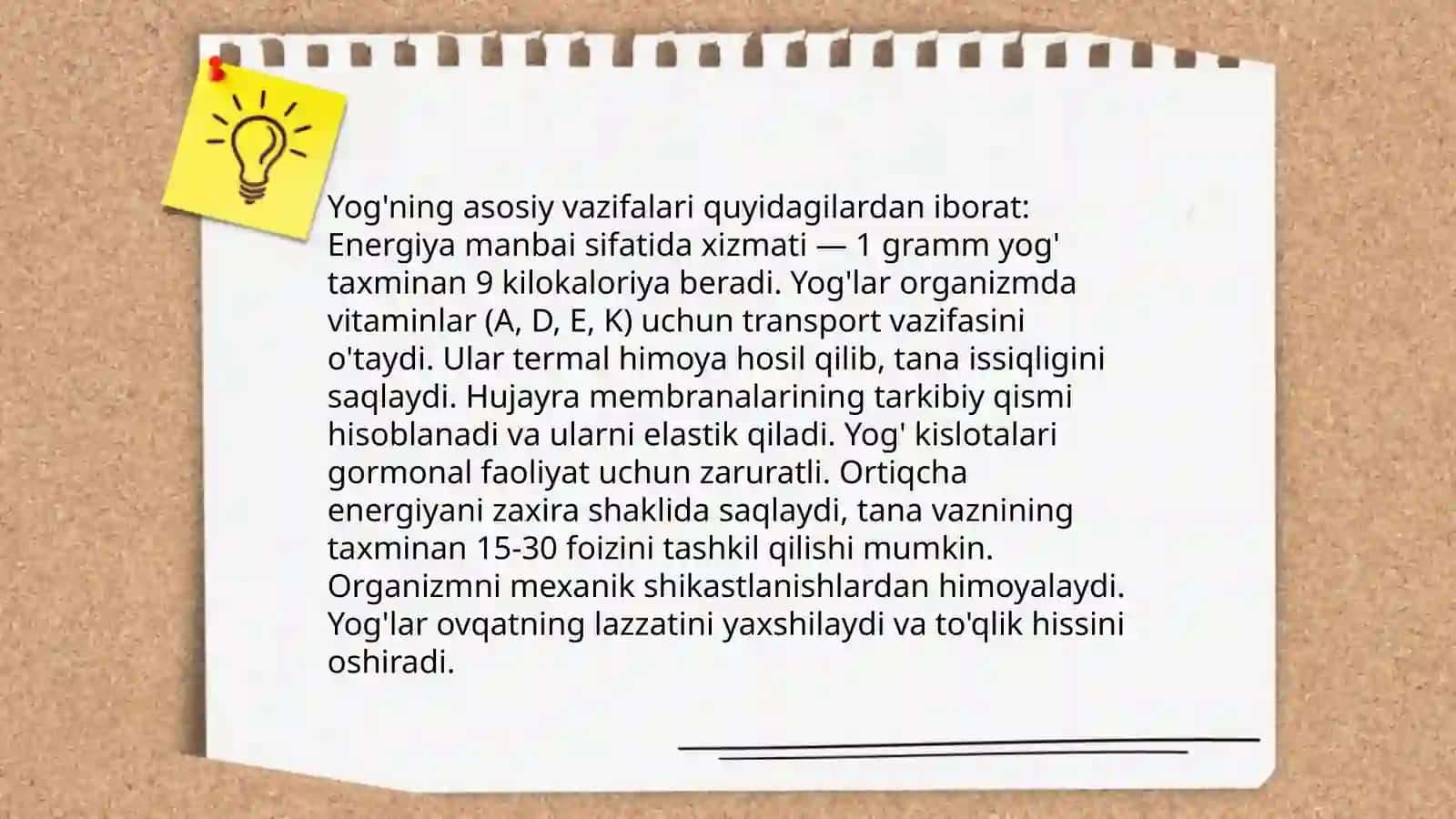 Yog'ning funktsiyalari 3