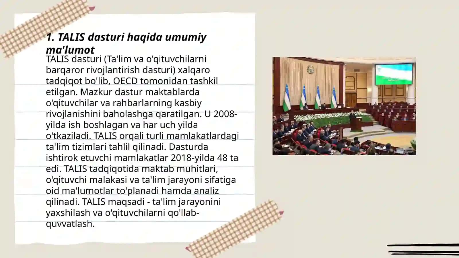 TALIS xalqaro baholash dasturi mazmun va mohiyati 3