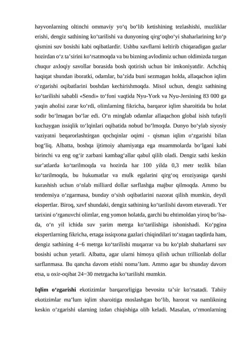 Iqlim o'zgarishi va ekologik moslashuv 3