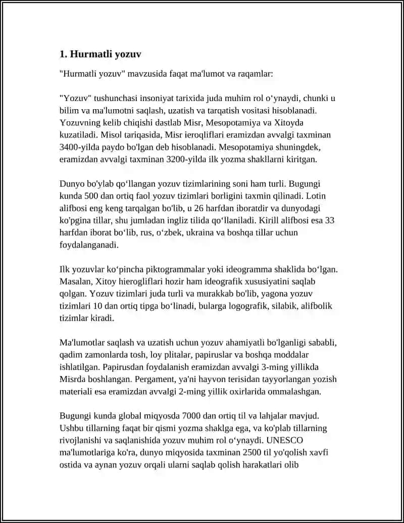 REFERAT Mavzu: TIL VA YOZUV MUNOSABATI 3