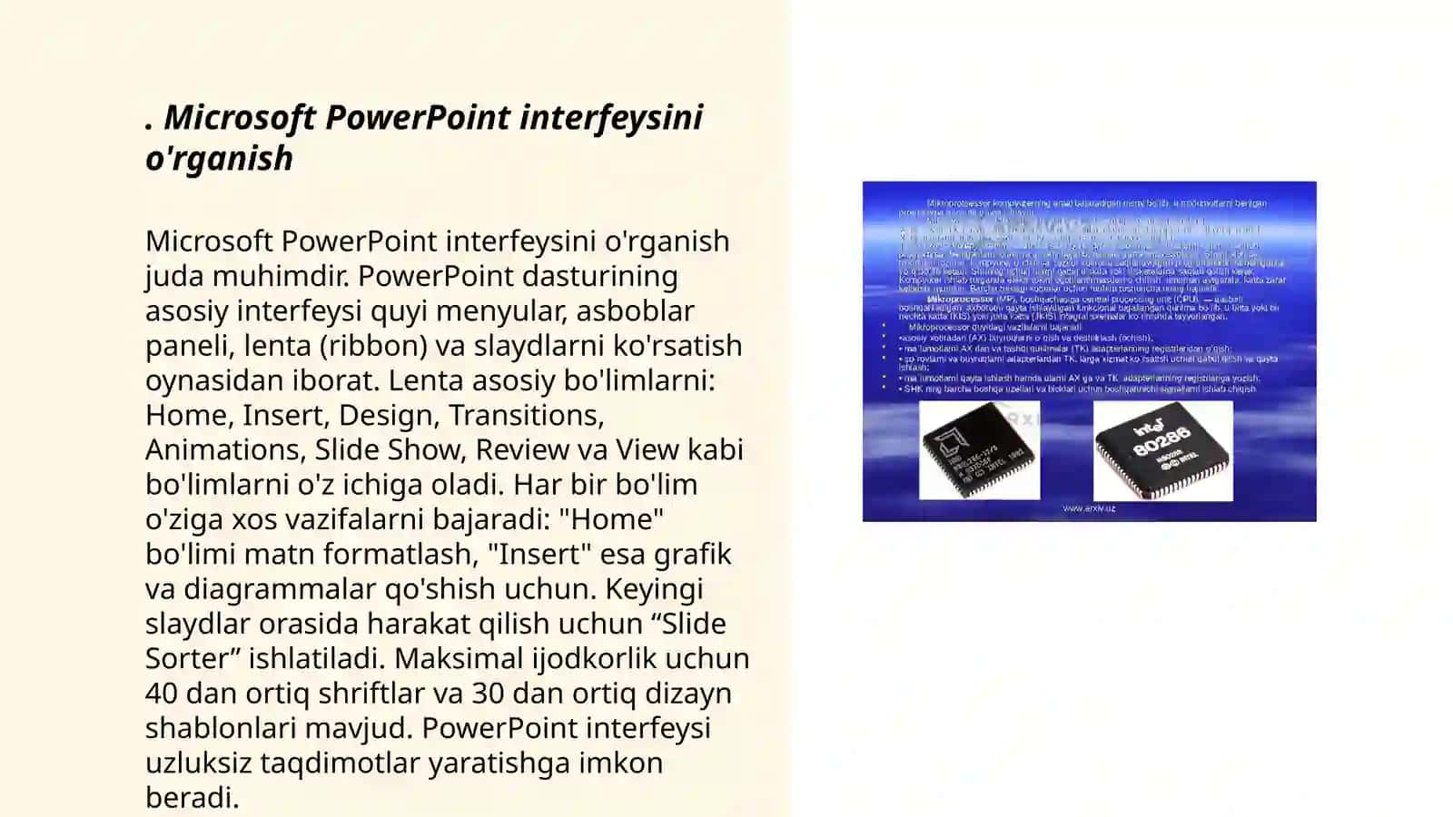 Microsoft PowerPointda oʻrgatuvchi-interaktiv taqdimotlar yaratish 3