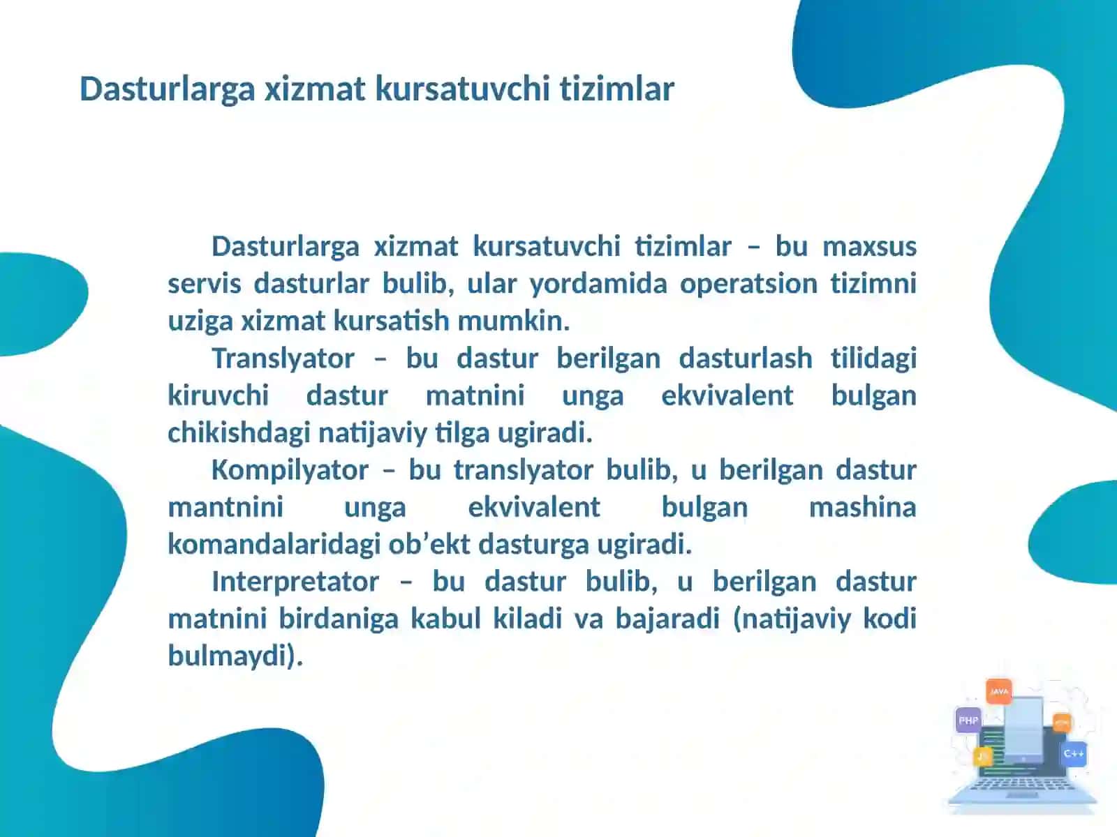 DASTURLASH TIZIMLARI VA TILLARI 3