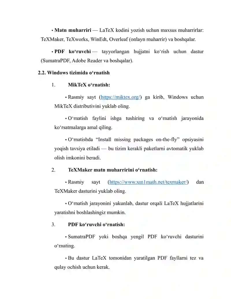 LaTeX Dasturini O‘rnatish va Uning Imkoniyatlari 3