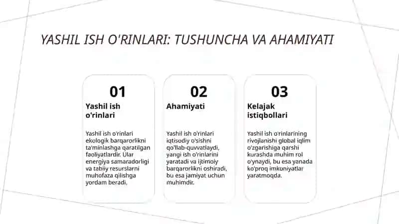 Yashil ish o'rinlari 3