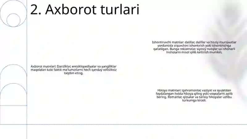 Axborot Tushunchasi, Turlari Xossalari 3