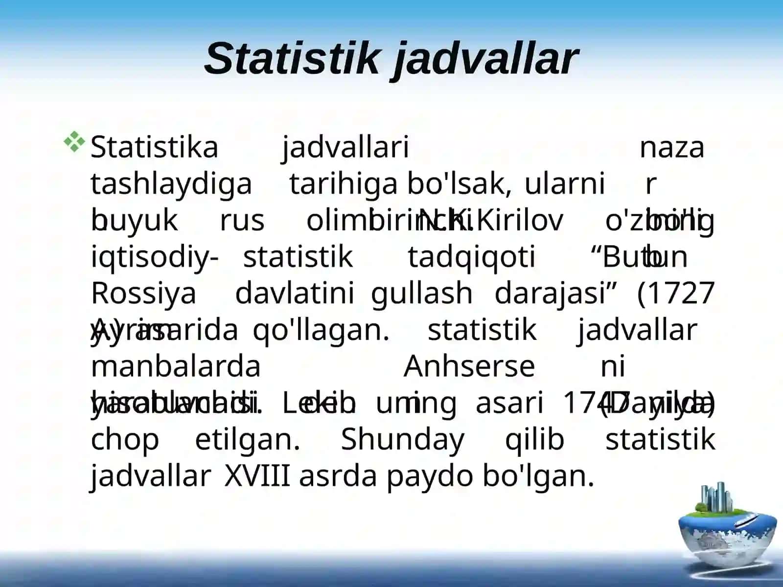 Statistik ko‘rsatkichlar, jadvallar va grafiiklar 3