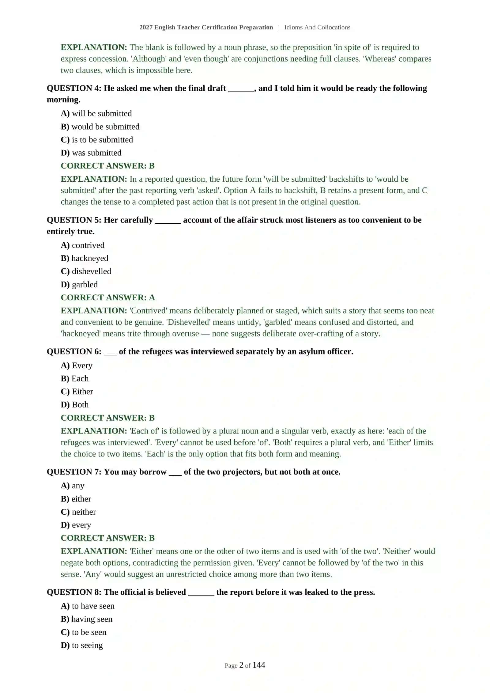 2027 English Teacher Certification Preparation | Idioms And Collocations 3