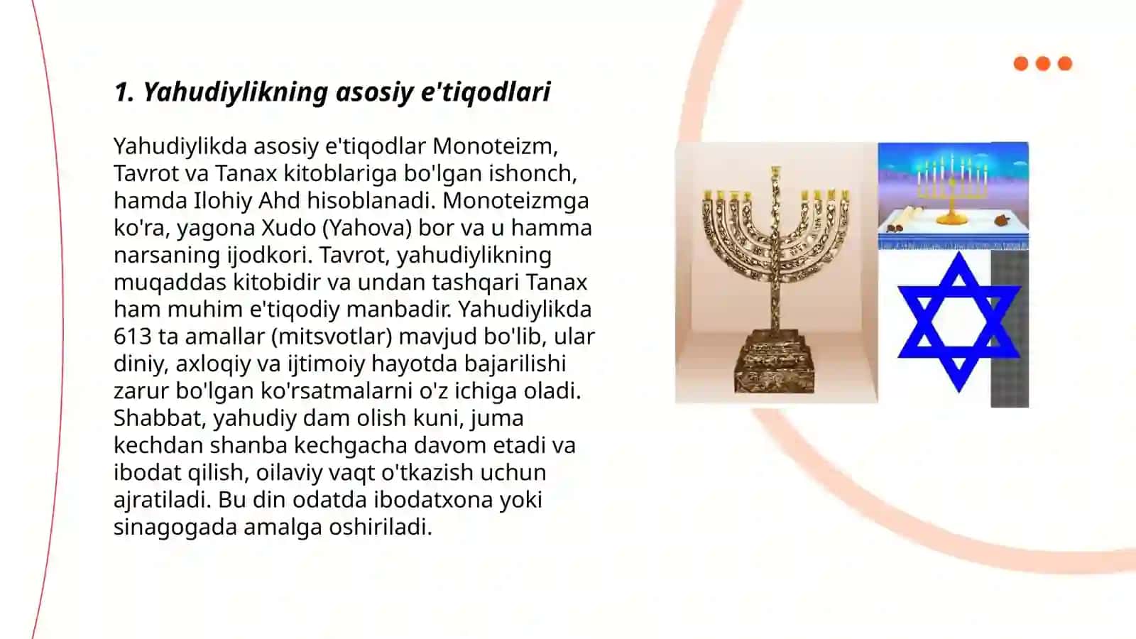 Yahudiylik ta'limoti, an'ana va marosimlari 3