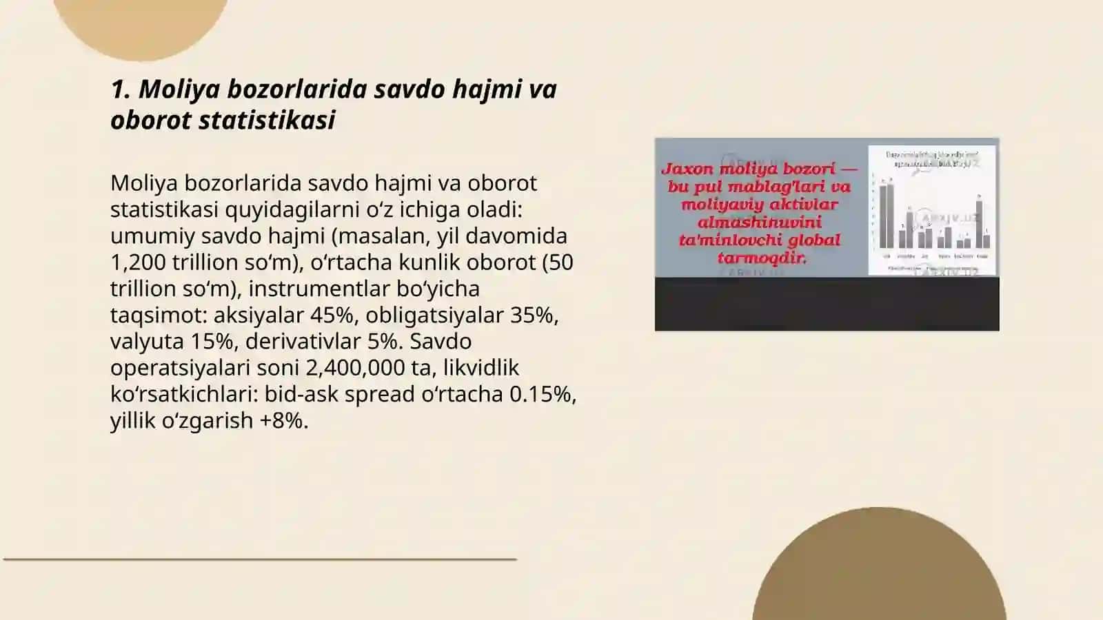 Moliya bozori statistikasi 3