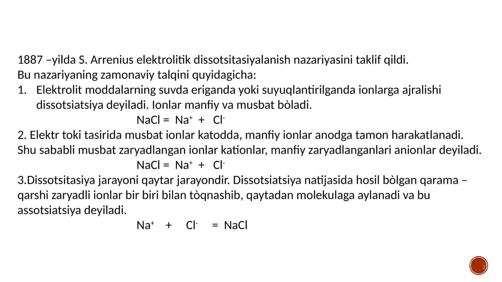 Elektrolitikdissotsiatsiya nazariyasi 3
