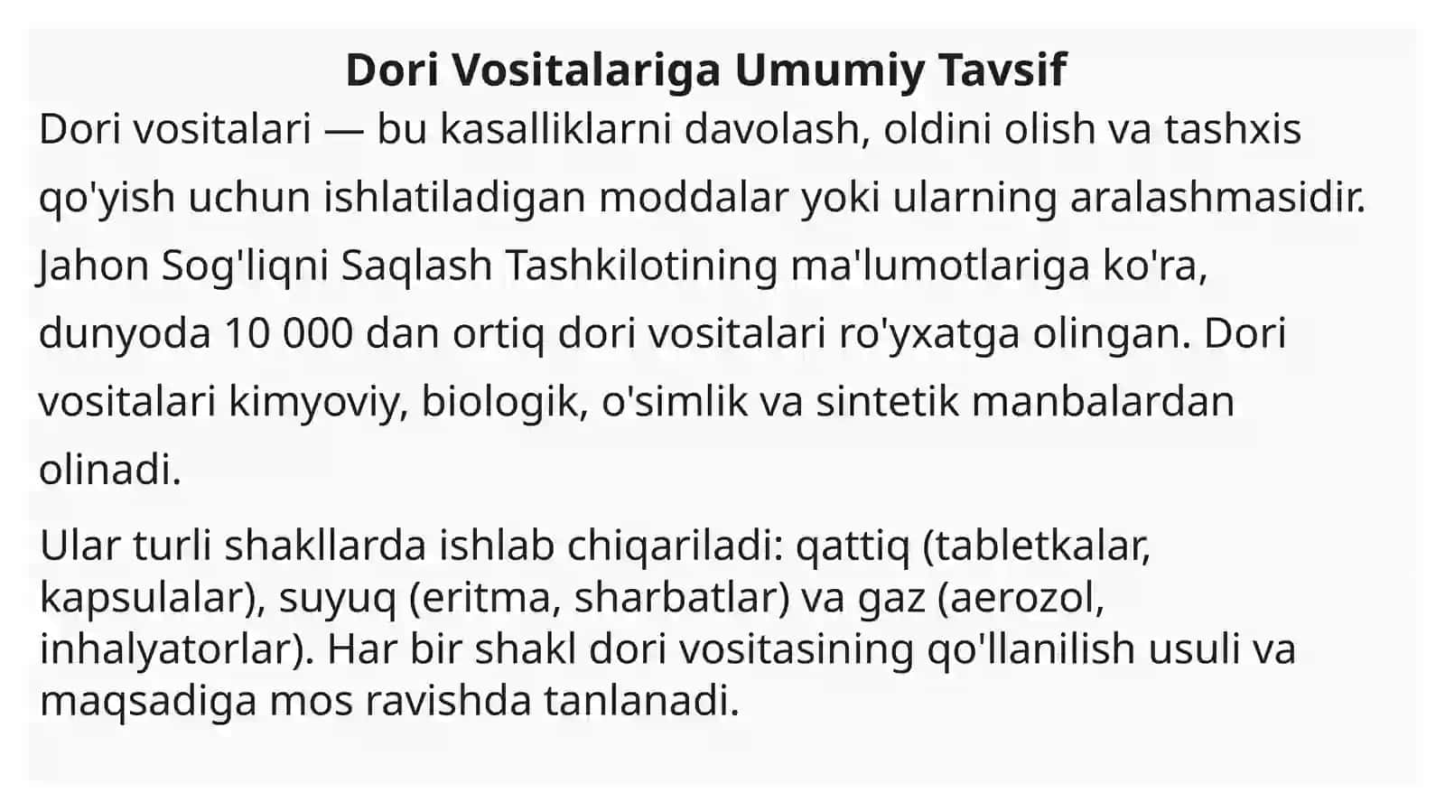 Dori Vositalari, Tibbiy Buyumlar va Farmasevtik Buyumlarni Ishlab Chiqish 3