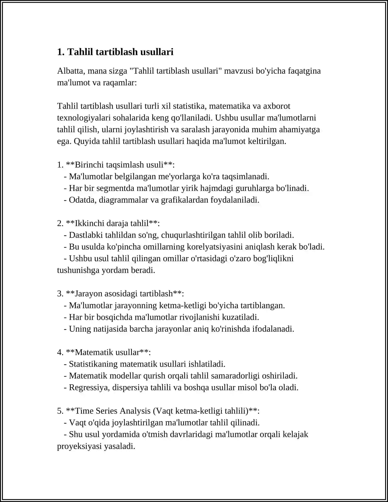 Tahlil tartiblash usullari 3