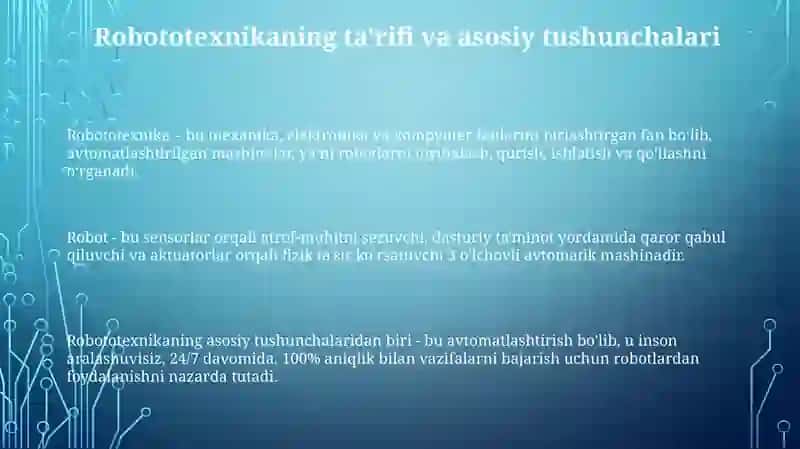 Robototexnika va inson hayotidagi o‘rni 3