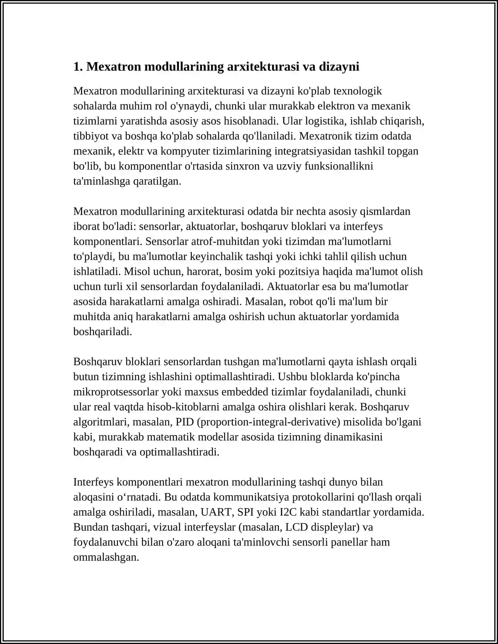 MEXATRON MODULLAR VA ROBOT TLARNI BOSHQARISH TIZIMI 3
