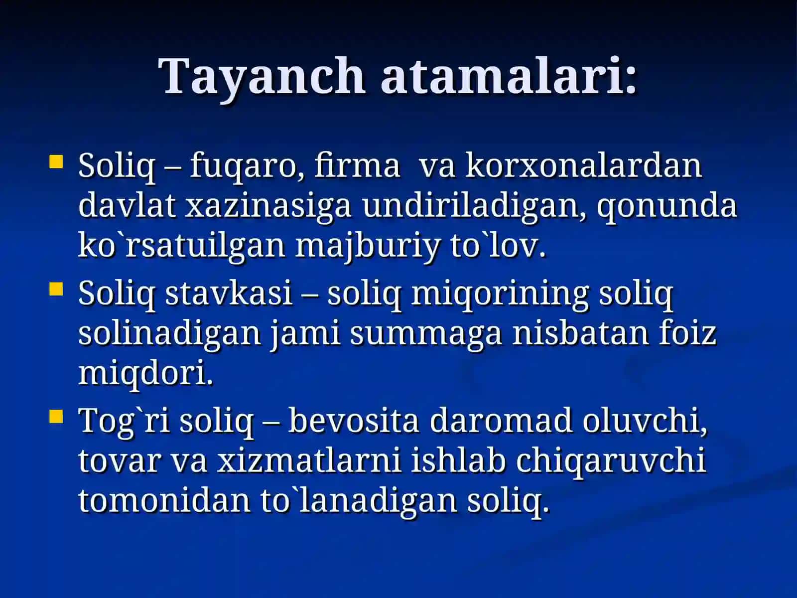 Soliq tizimi dars ishlanmasi 3
