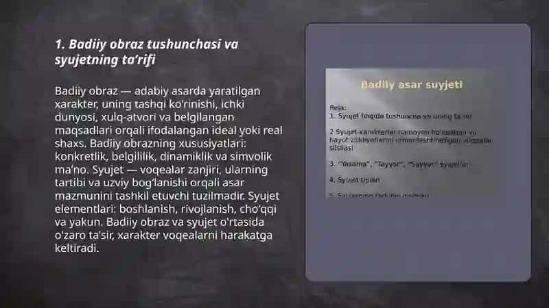 Badiiy obraz va syujet 3