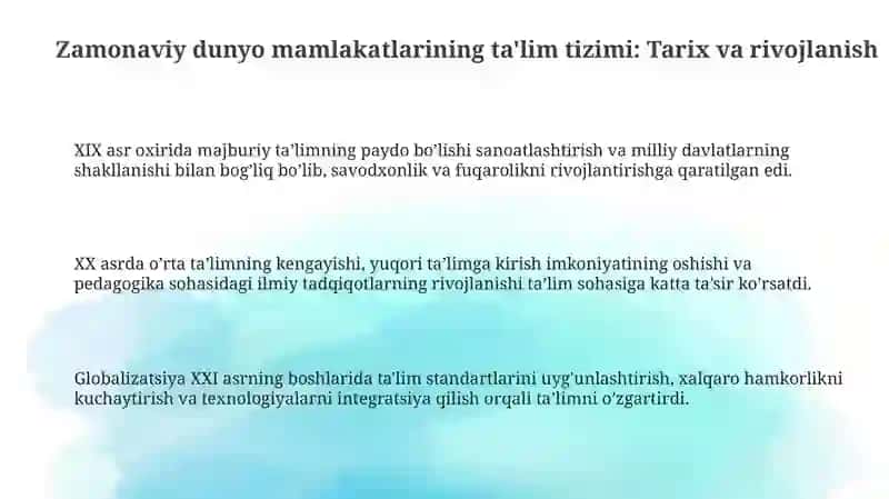 Zamonaviy dunyo mamlakatlarining talim tizimi 3