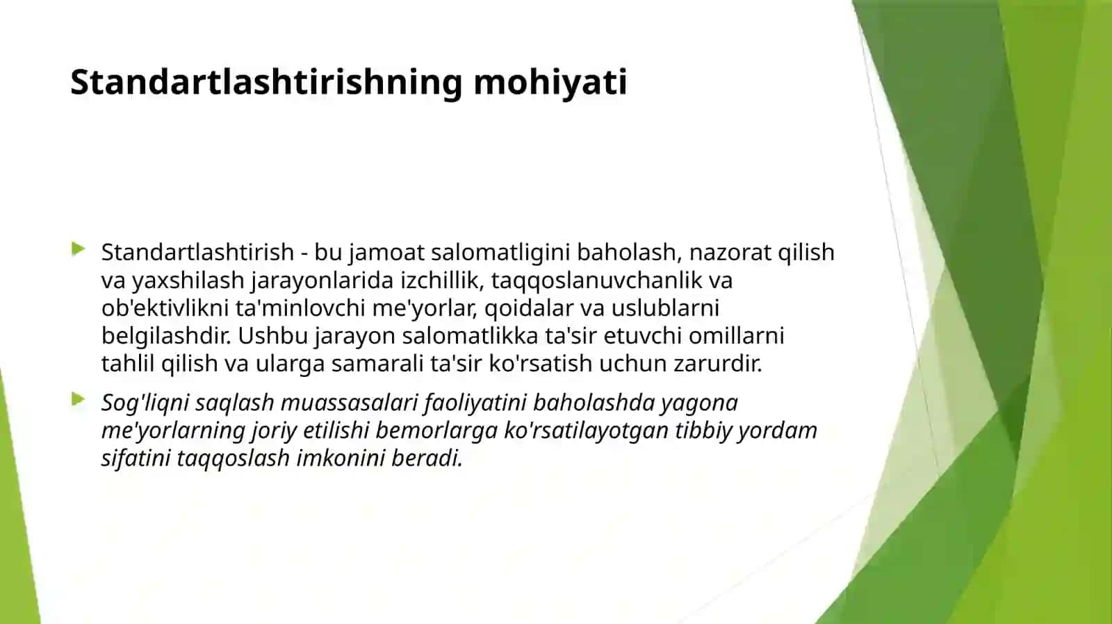Jamoat salomatligida standartlashtirish 3