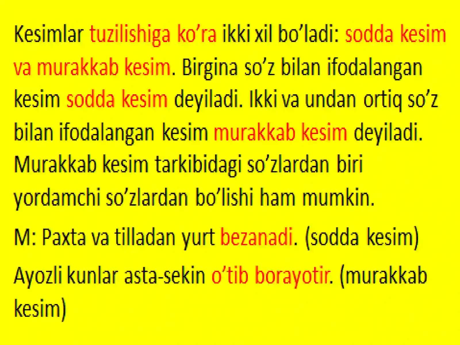 Kesimning tuzilishi va ko’rа turlari 3