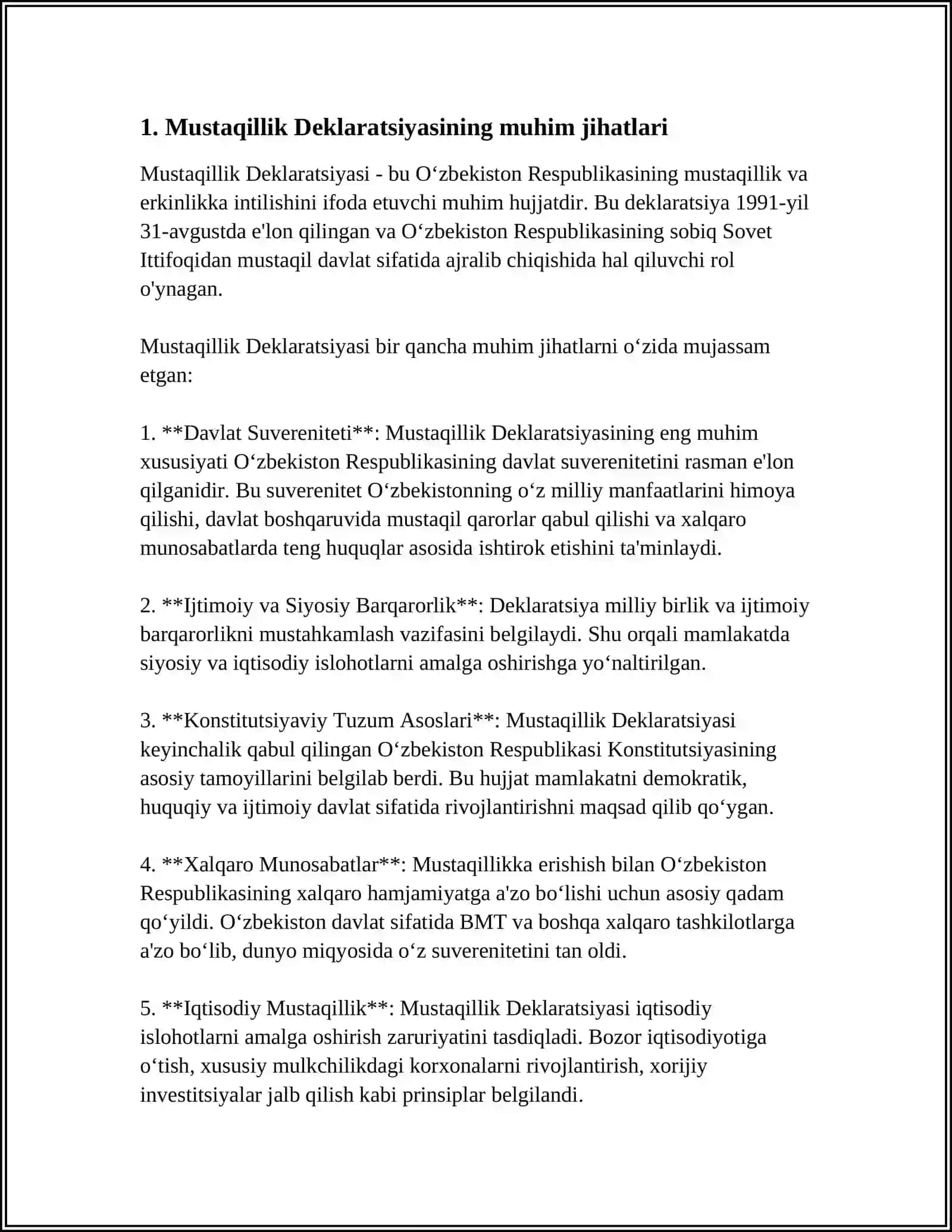 MUSTAQILLIK DEKLARATSIYASI VA UNING TARIXIY AHAMIYATI 3