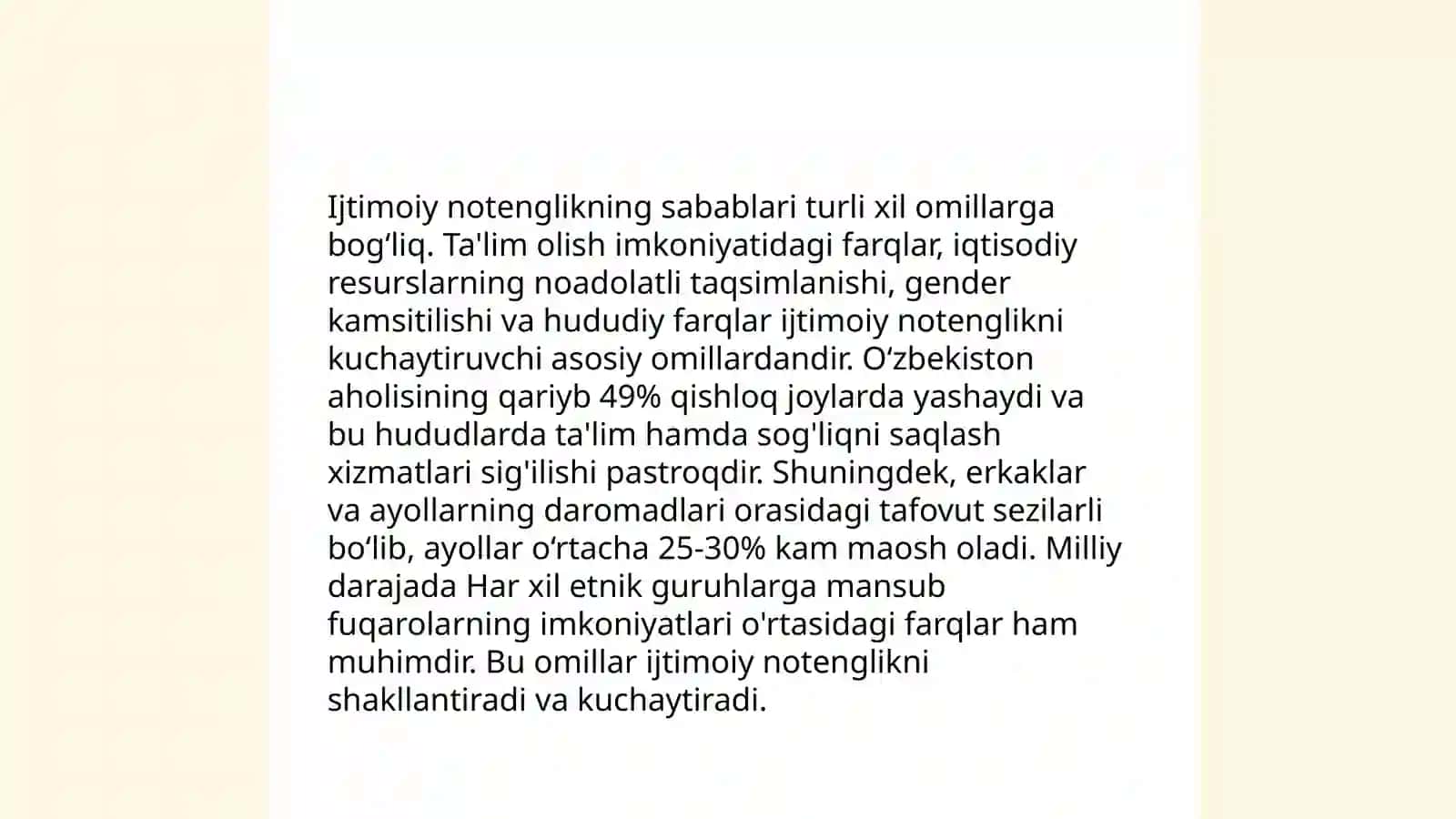 Ijtimoiy notenglik muammolar va yechimi 3