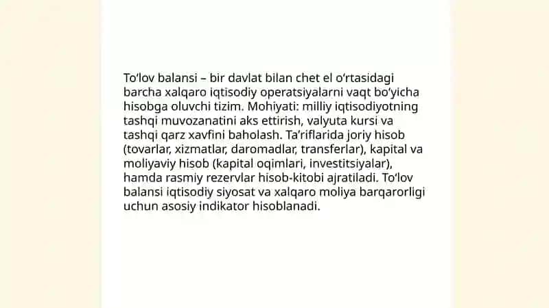 To'lov balansining mohiyati va tarkibi 3