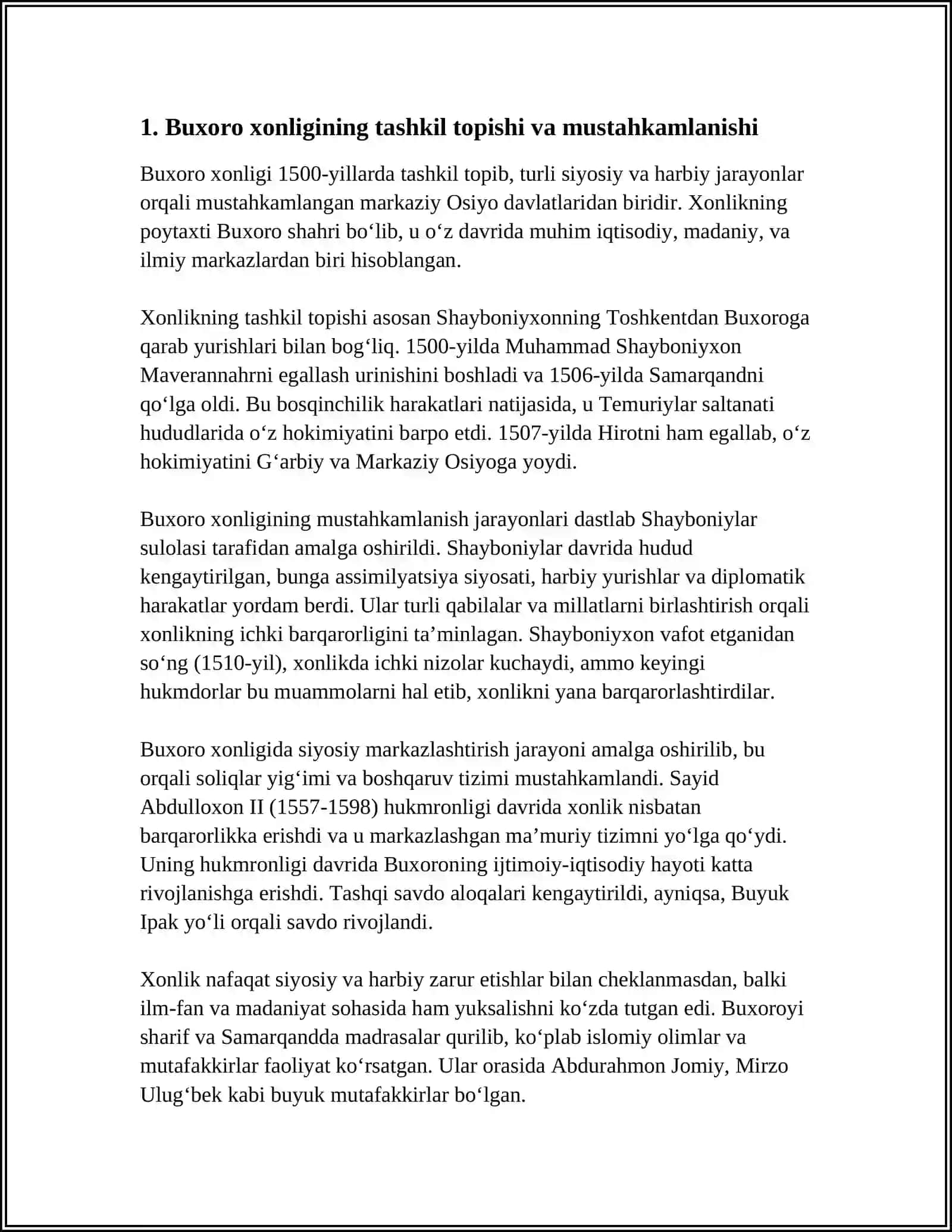 XVI-XIX ASR BUXORO XONLIGI SIYOSIY TARIXINING TARIXSHUNOSLIGI 3