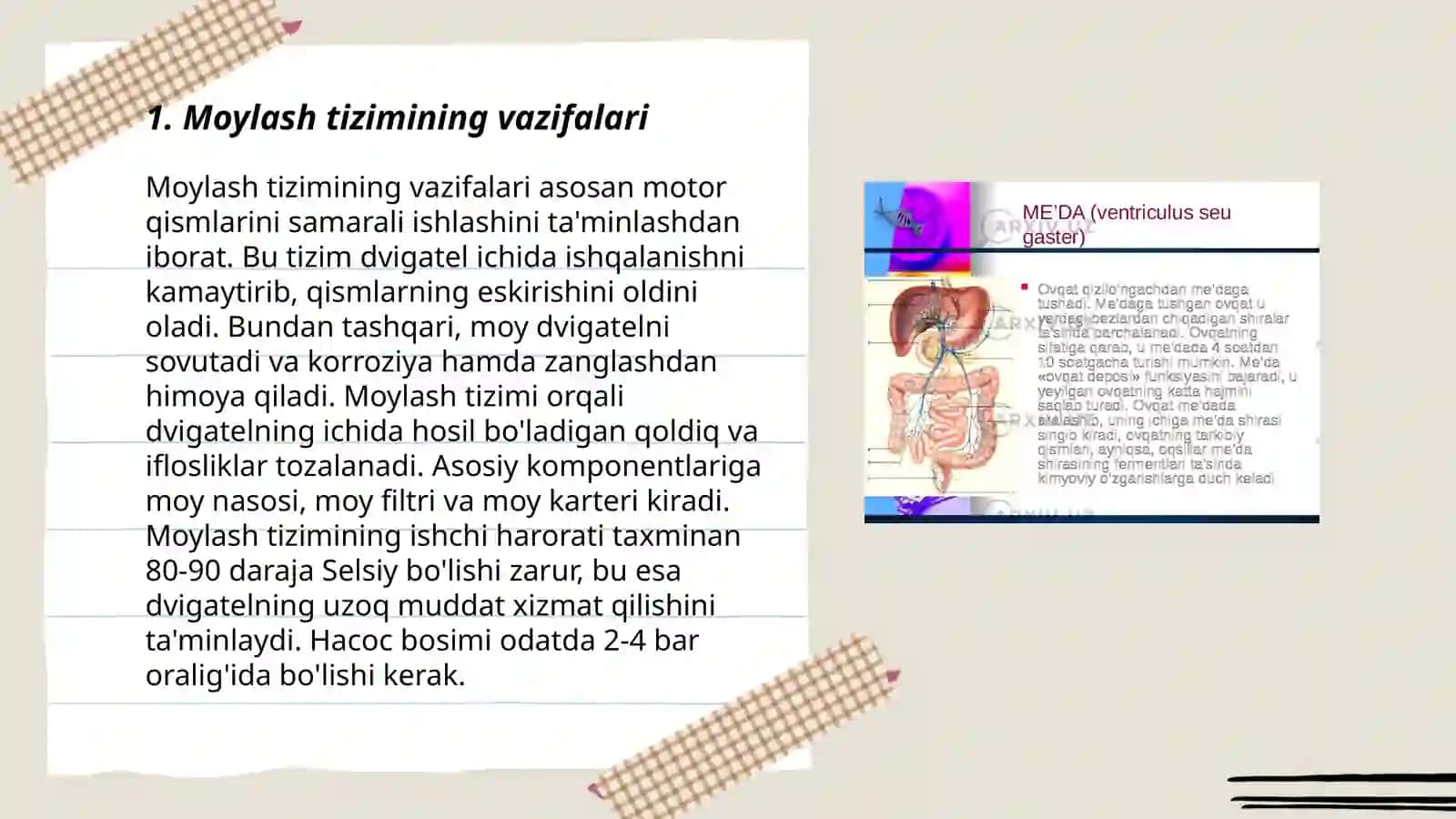 Moylash tizimi va uning detallari 3