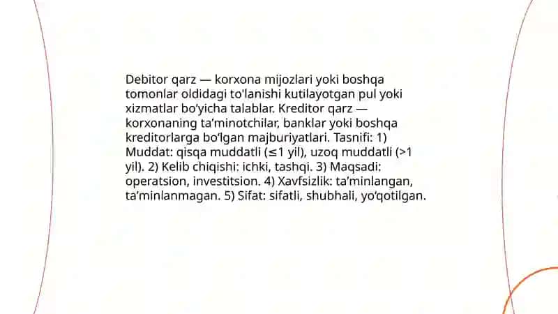 Debitor va kreditor qarzlarni boshqarish 3