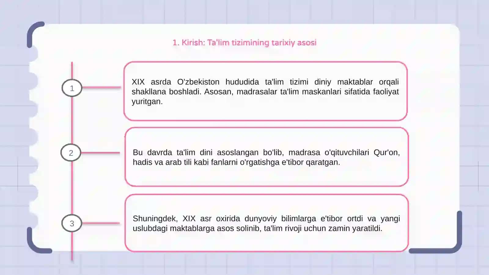 XIX ASRDAN HOZIRGI KUNGACHA O'ZBEKISTON RESPUBLIKASI TA'LIM TIZIMI 3