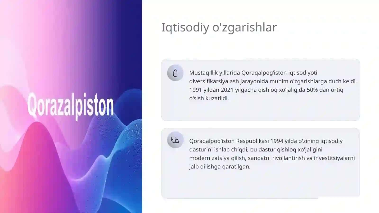 Qoraqalpogʻiston iqtisodiy o'zgarishlari 3