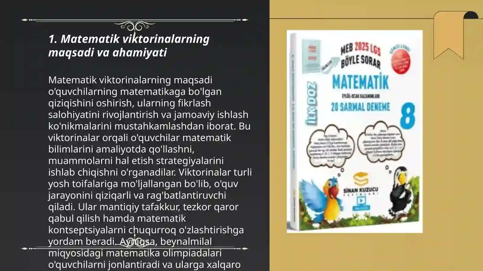 1 sinfda matematik viktorinalar tashkil etish va o'tkazish usullari 3