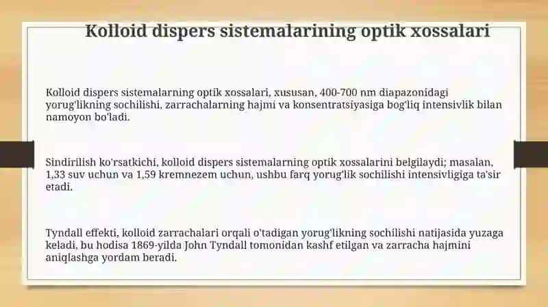 Kolloid dispers sistemalarning optik xossalarini o'rganish usullari 3