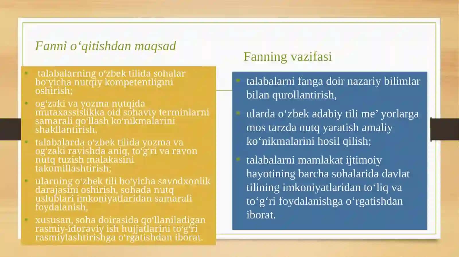 O‘zbek tilining sohada qo‘llanilishi fanining maqsad va vazifalari 3