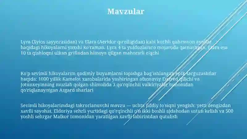En sevdigʻan hikaye 3