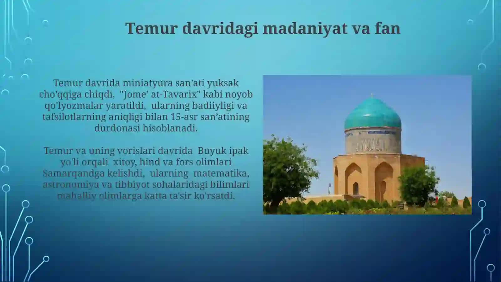 Temir davridagi madaniyat va fan 3
