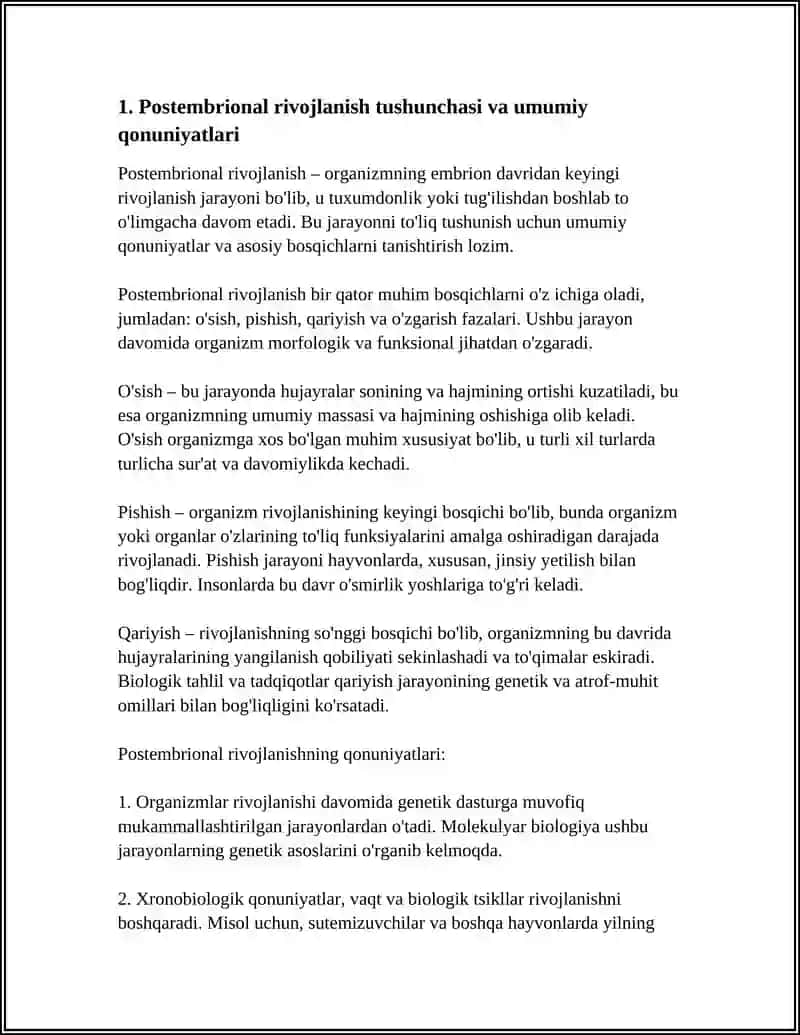 POSTEMBRIONAL RIVOJLANISHNING UMUMIY QONUNIYATLARNI 3
