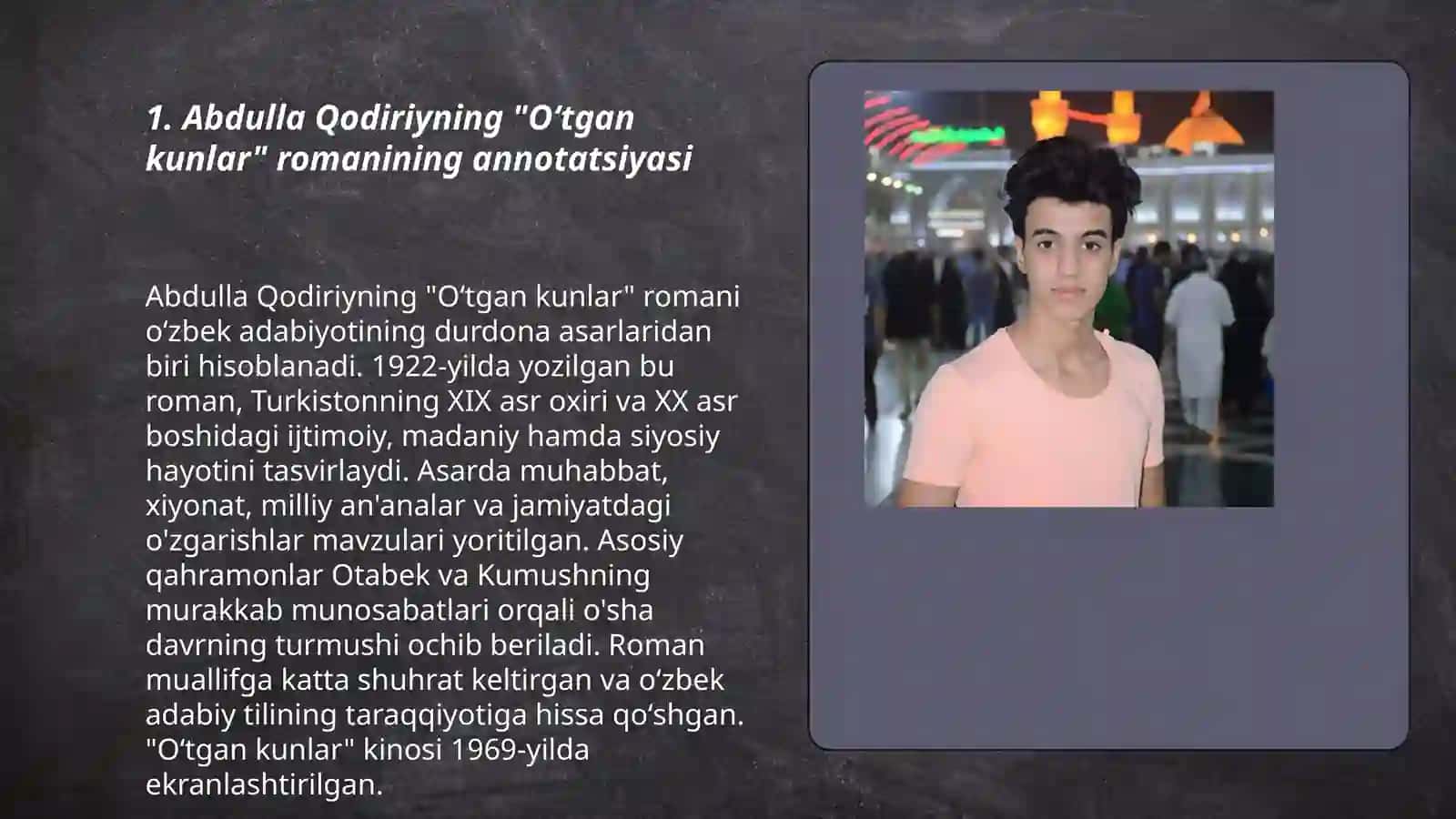 Abdulla Qodiriy. "Oʻtgan kunlar" asari 3