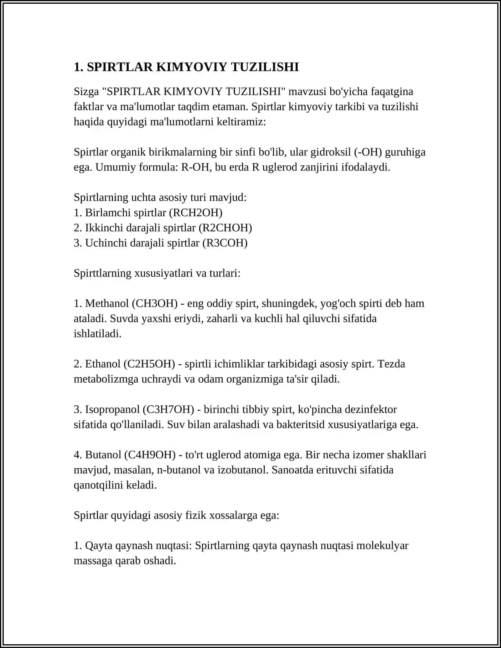 SPIRTLAR KIMYOVIY TUZILISHI 3