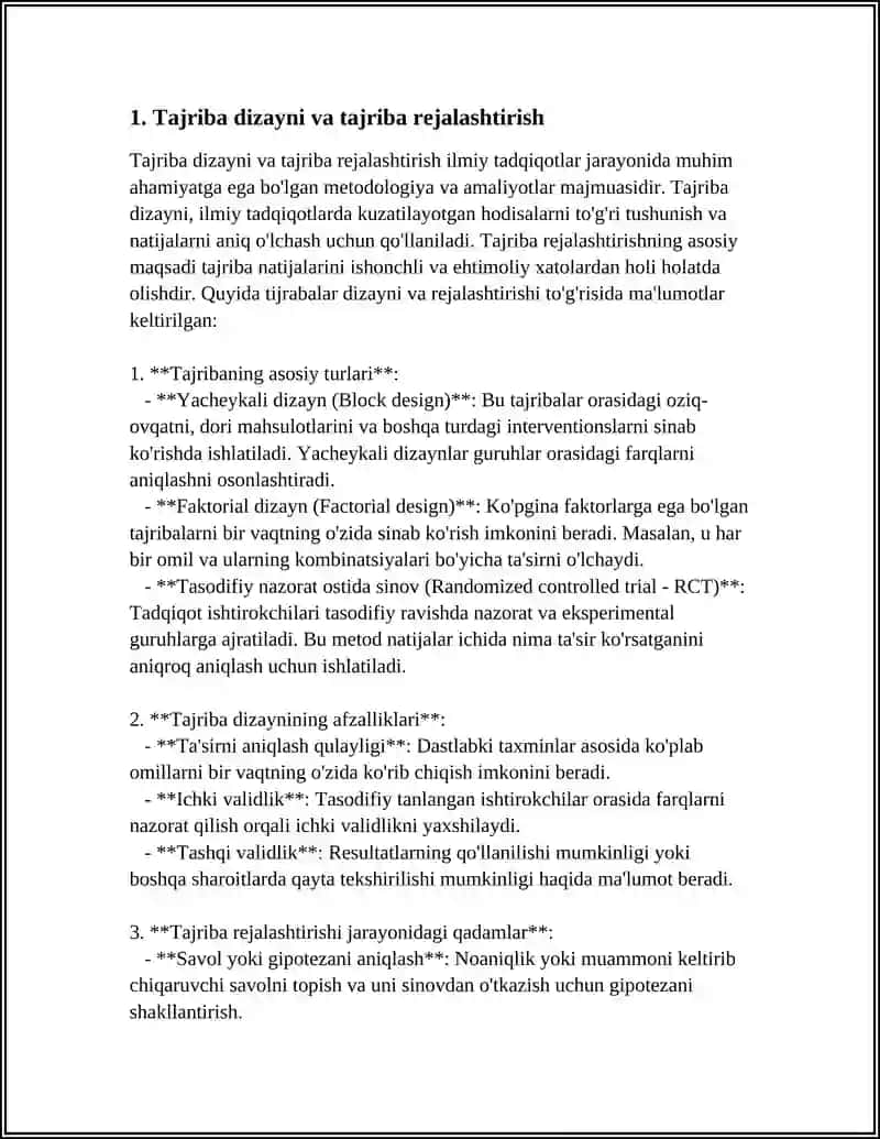 EKSPERIMENT VA MATEMATIK STATISTIKA ILMIY TADQIQOT USLUBLARI 3