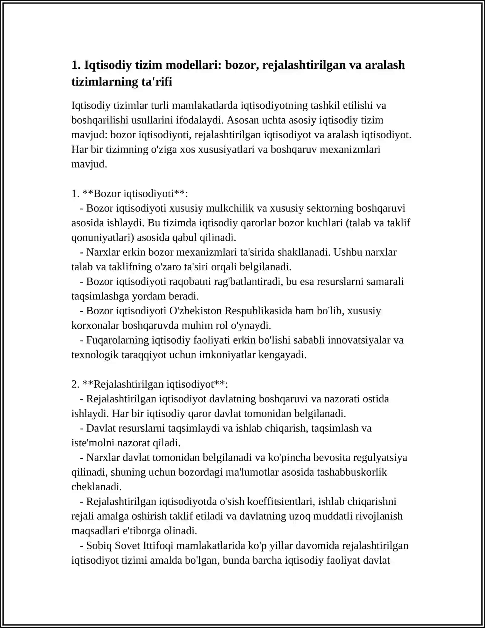 IQTISODIY TIZIM MADELLARI VAMULKCHILIK 3