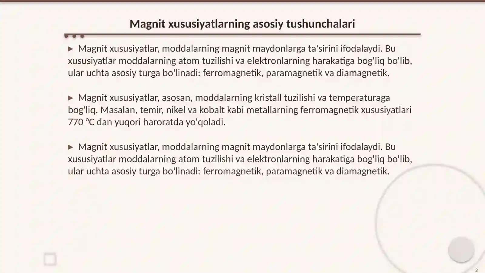 Magnit moddalarning magnit xususiyatlari 3